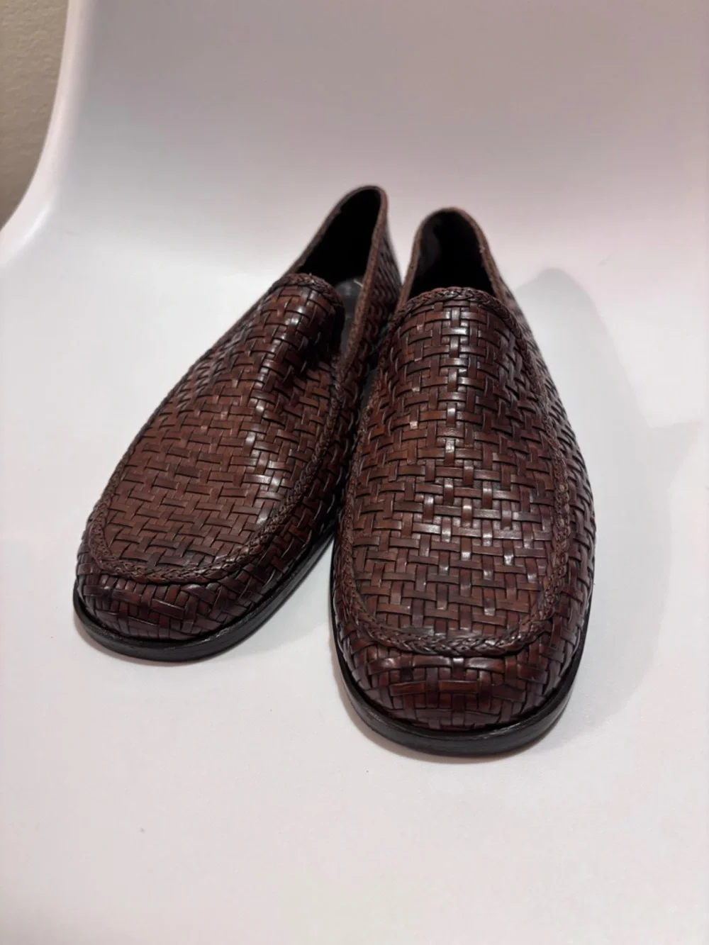 Cole Haan Brown Woven Leather Loafers